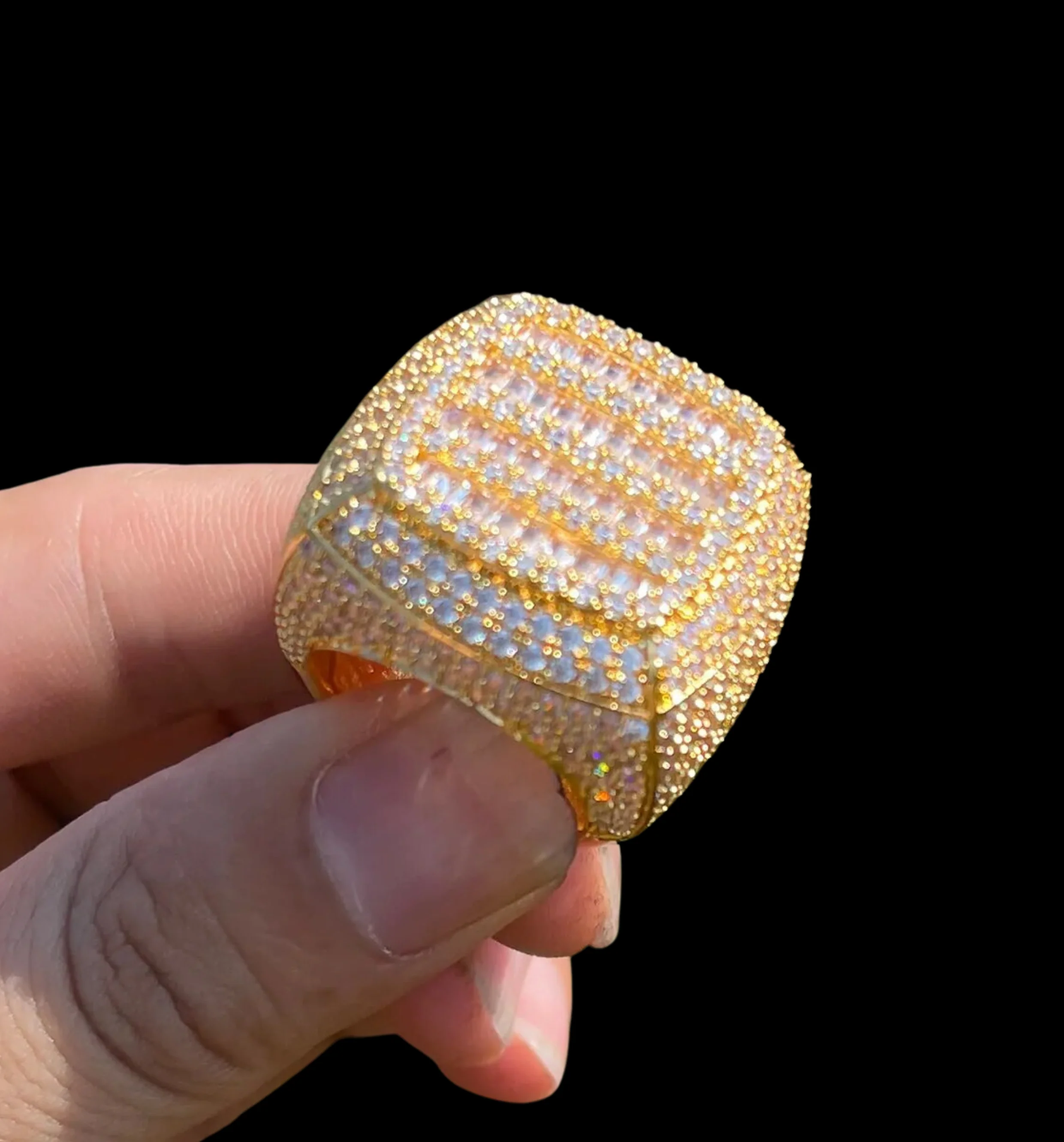 Cushion Prong Baguette Top Iced Out Diamond Ring - Image 4