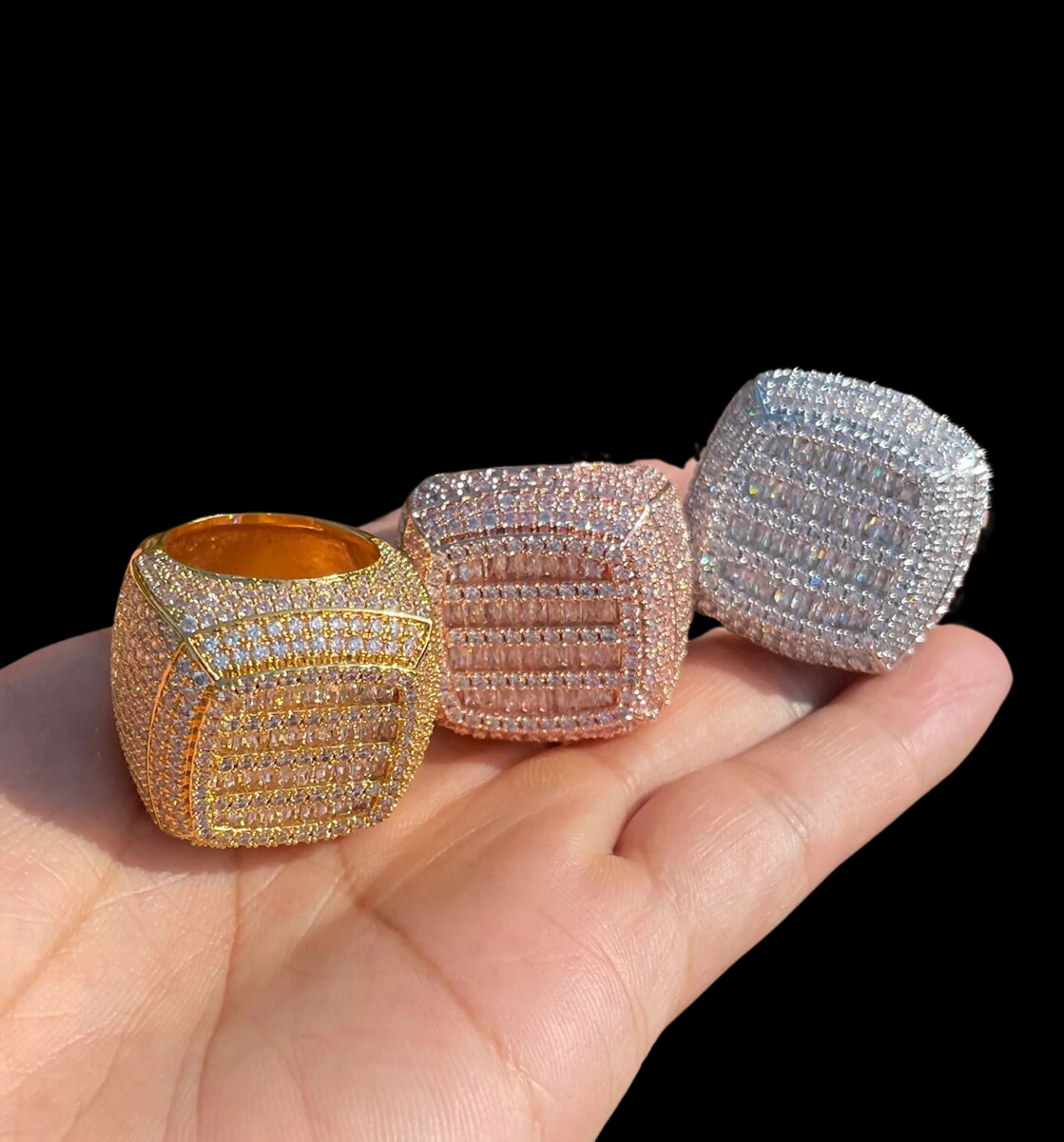 Cushion Prong Baguette Top Iced Out Diamond Ring - Image 5