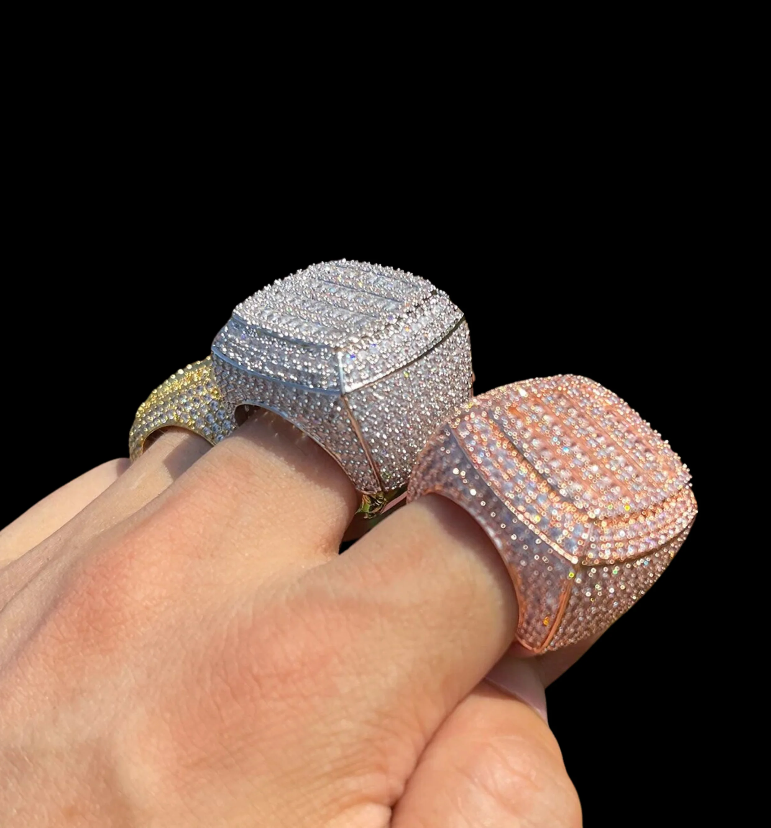 Cushion Prong Baguette Top Iced Out Diamond Ring - Image 7