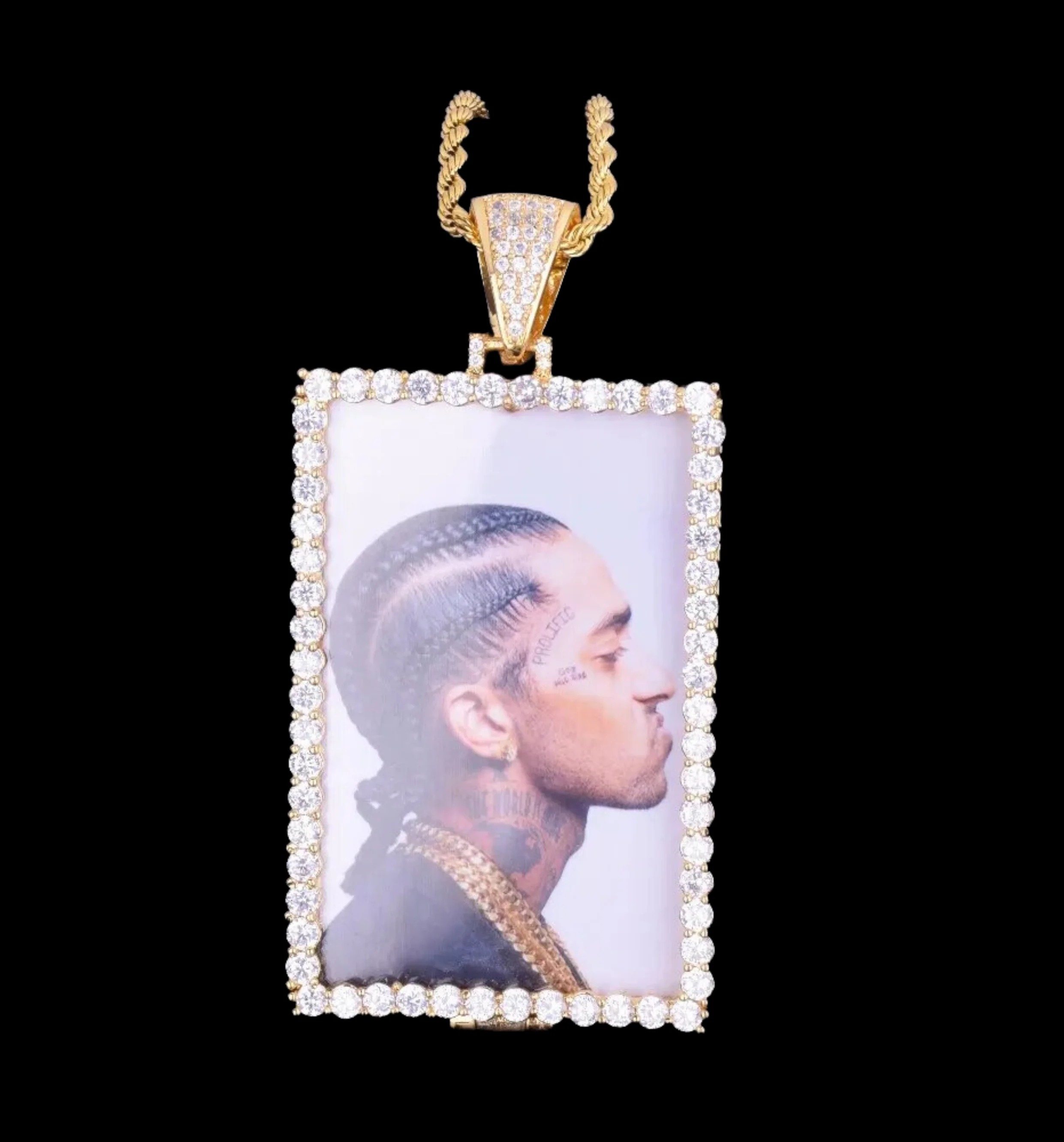 Rectangle Tennis Custom Photo Picture Pendant Necklace - Image 3