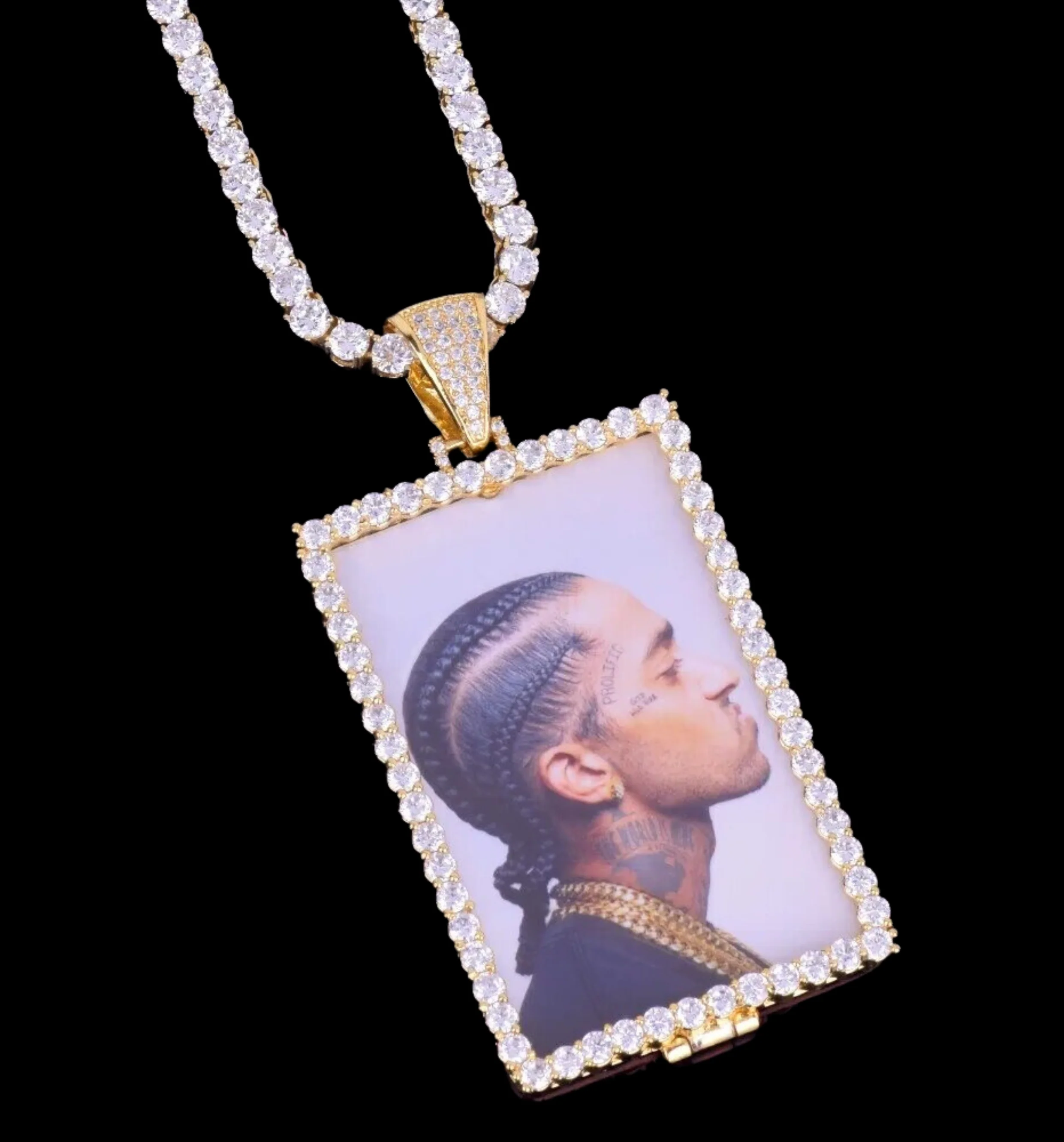 Rectangle Tennis Custom Photo Picture Pendant Necklace - Image 7