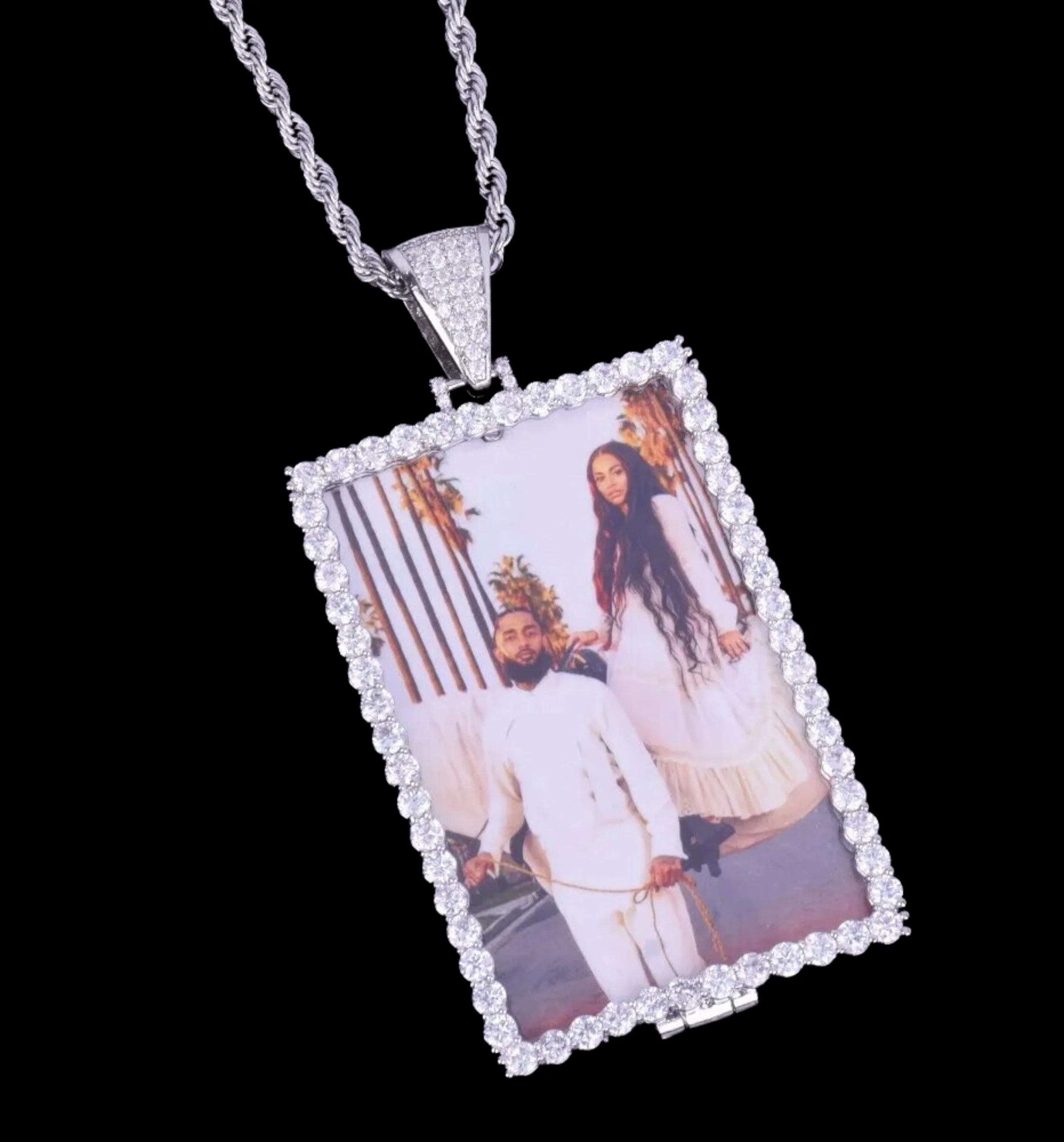 Rectangle Tennis Custom Photo Picture Pendant Necklace - Image 8