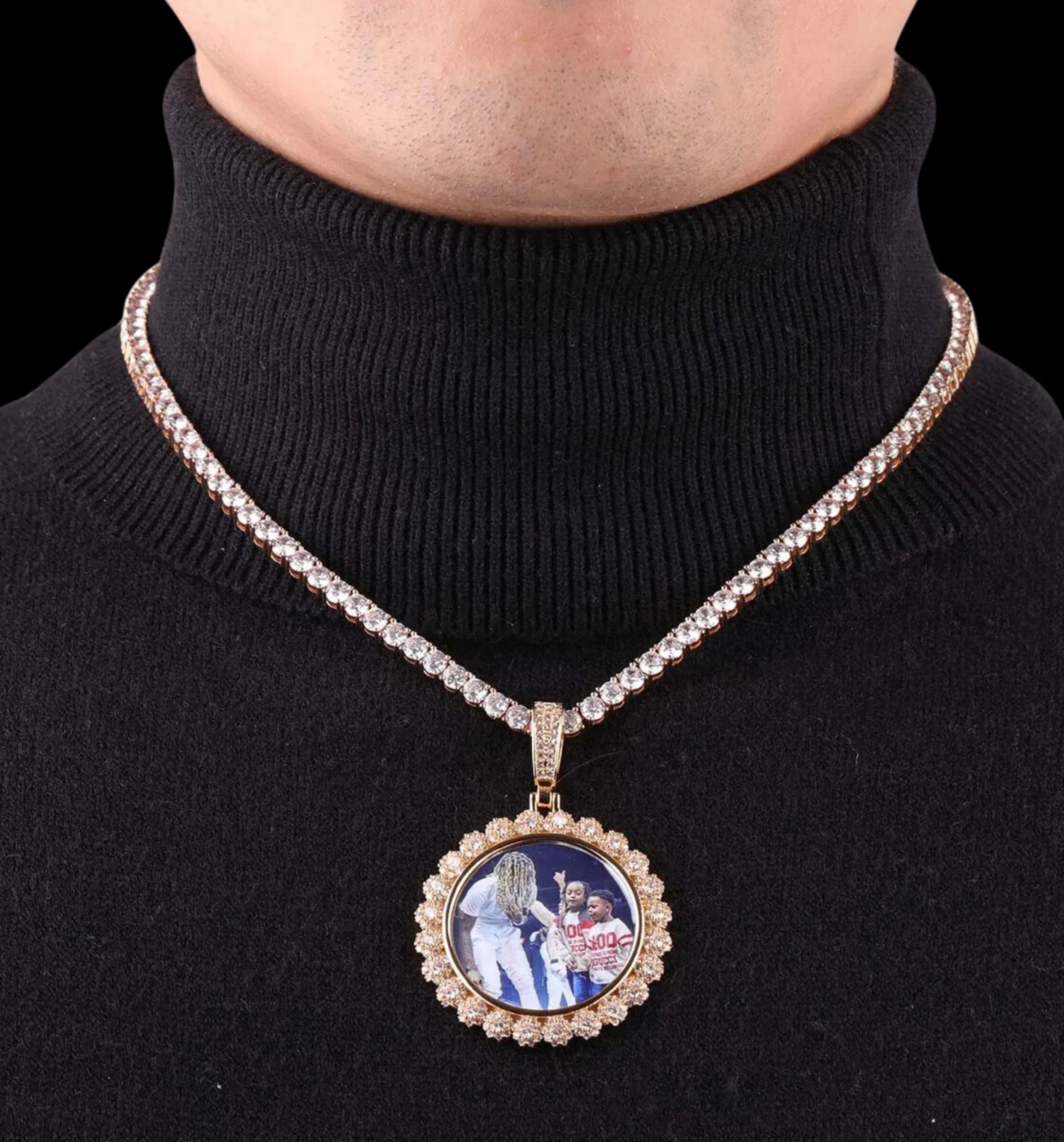 Flower Tennis Custom Photo Picture Pendant Necklace - Image 2