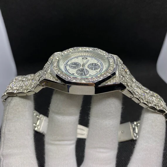 Date Blacked Chronograph Iced Out Diamond Watch - Image 11