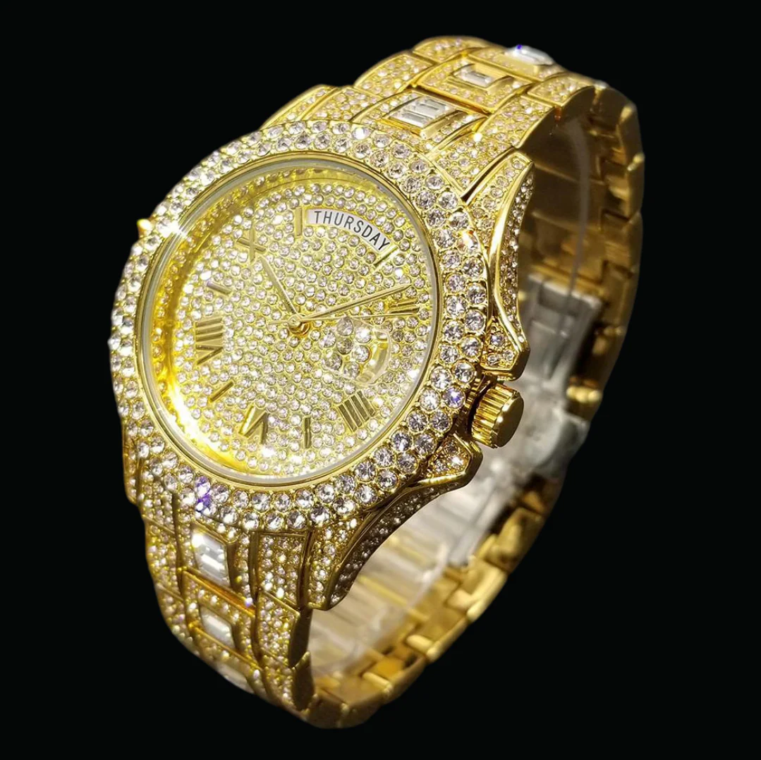 Day Date Roman Numerals VVS Iced Out Diamond Watch - Image 5