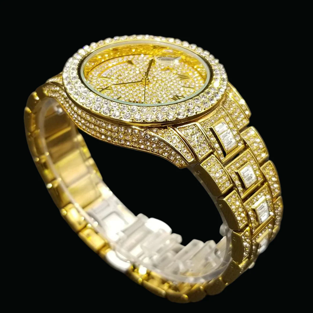 Day Date Roman Numerals VVS Iced Out Diamond Watch - Image 8