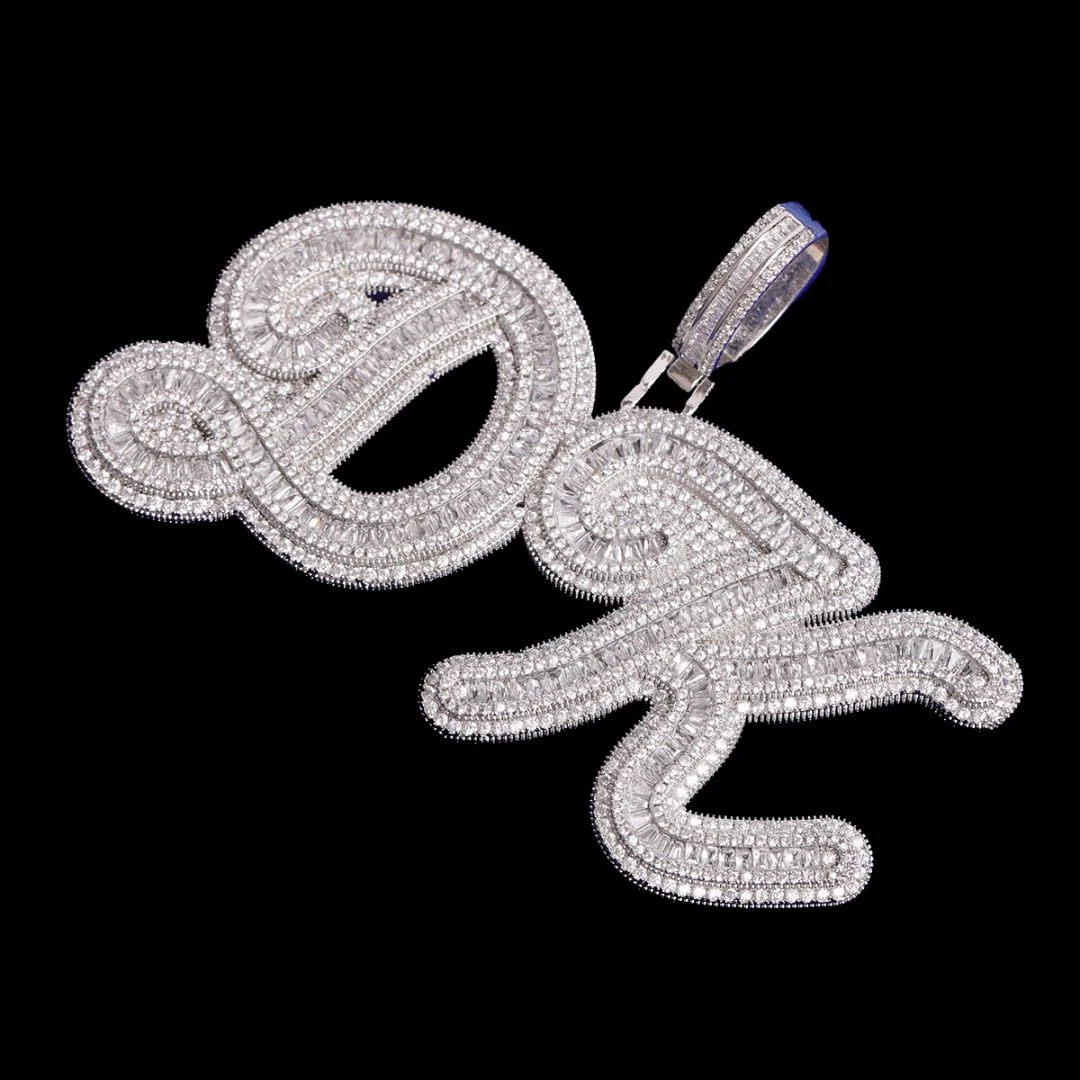 Designer Font Baguette Iced Out Personalized Custom Name Necklace Pendant - Image 5