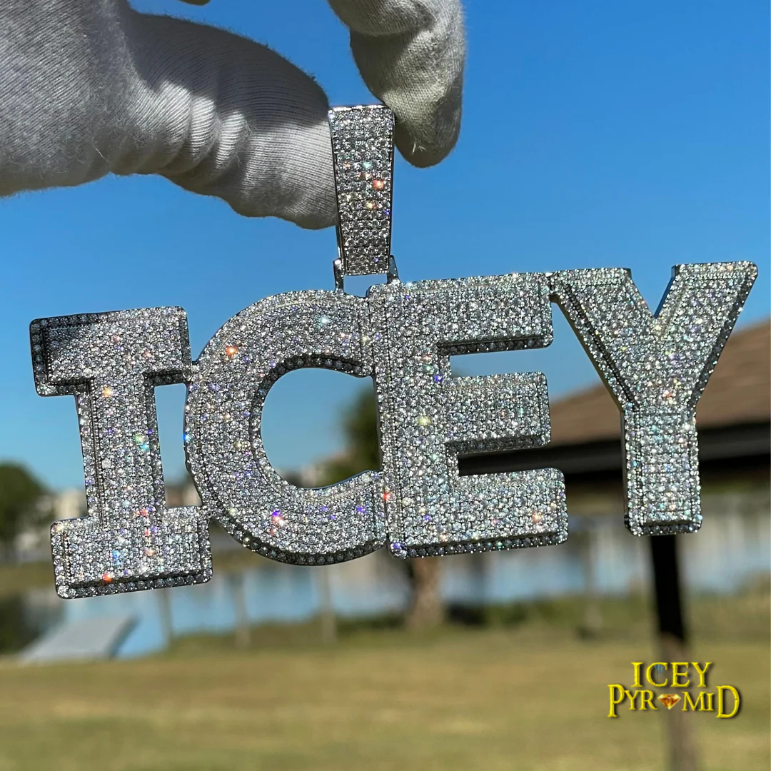 Diamond Clarity Clear Solid Iced Out Personalized Custom Name Necklace Pendant - Image 10