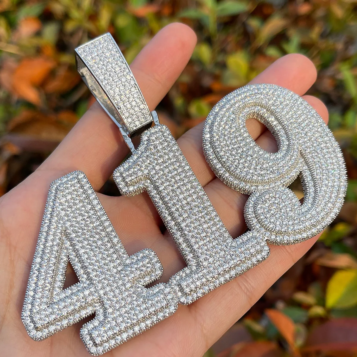 Diamond Clarity Clear Solid Iced Out Personalized Custom Name Necklace Pendant - Image 11