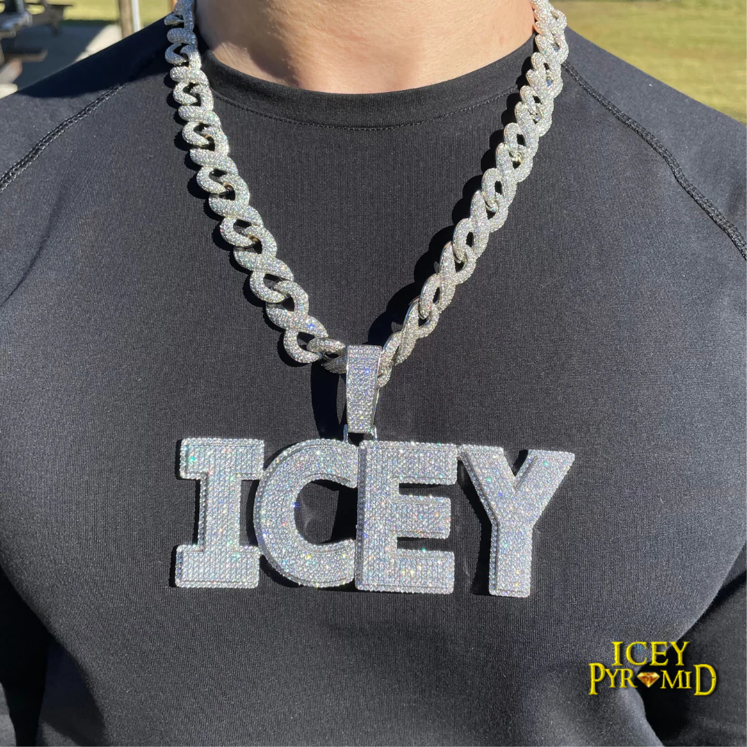Diamond Clarity Clear Solid Iced Out Personalized Custom Name Necklace Pendant - Image 14