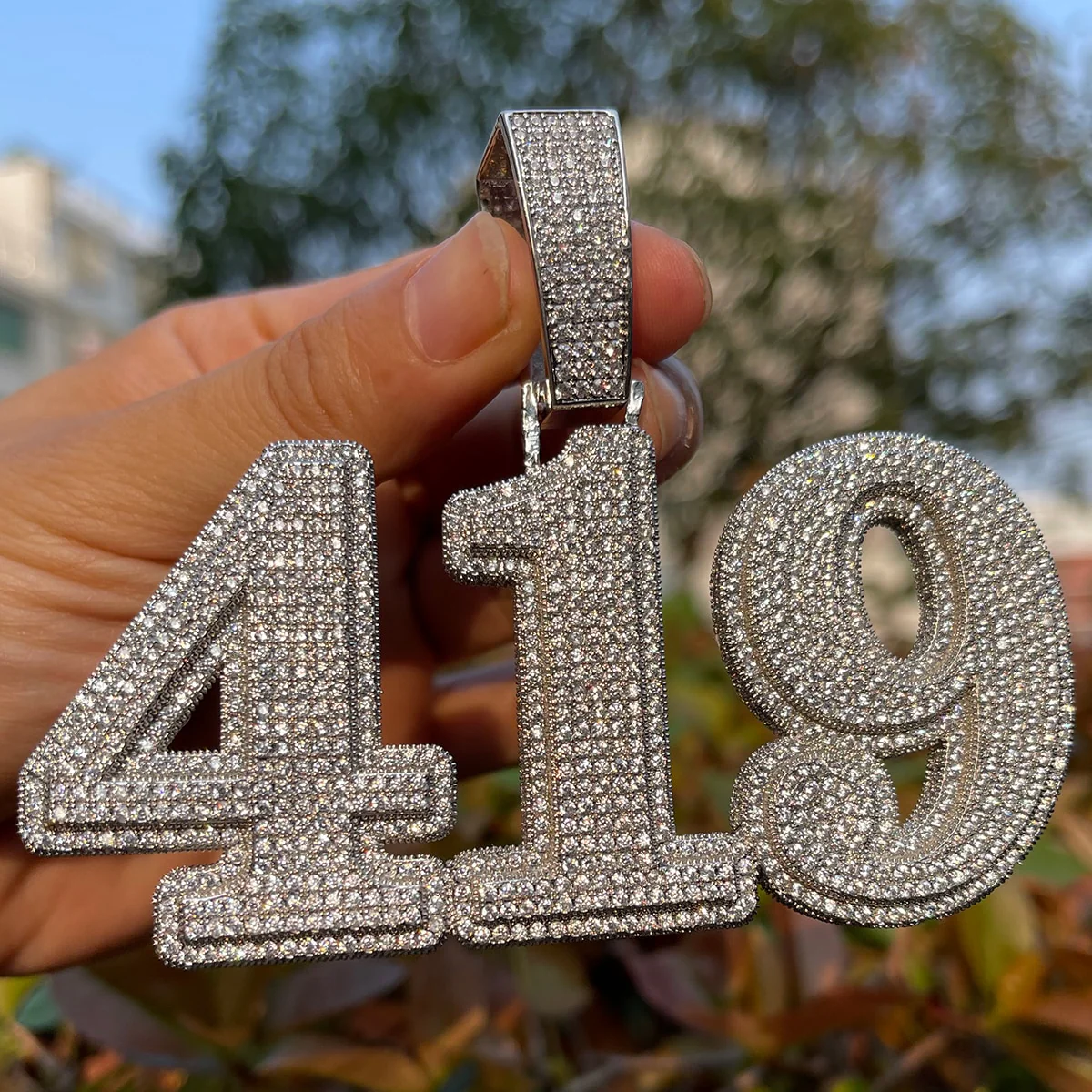 Diamond Clarity Clear Solid Iced Out Personalized Custom Name Necklace Pendant - Image 4