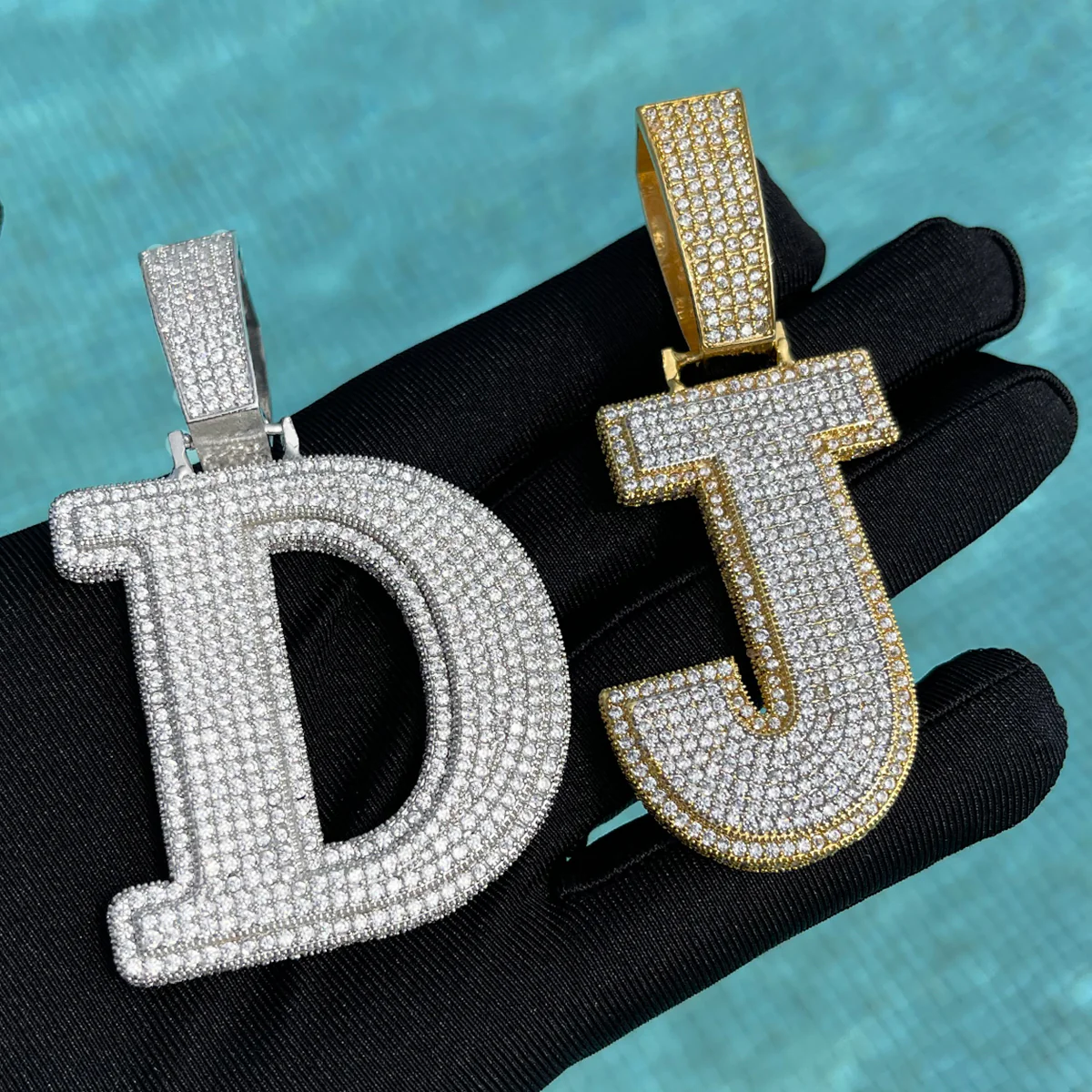 Diamond Clarity Initial Iced Out Custom Name Necklace Pendant - Image 2