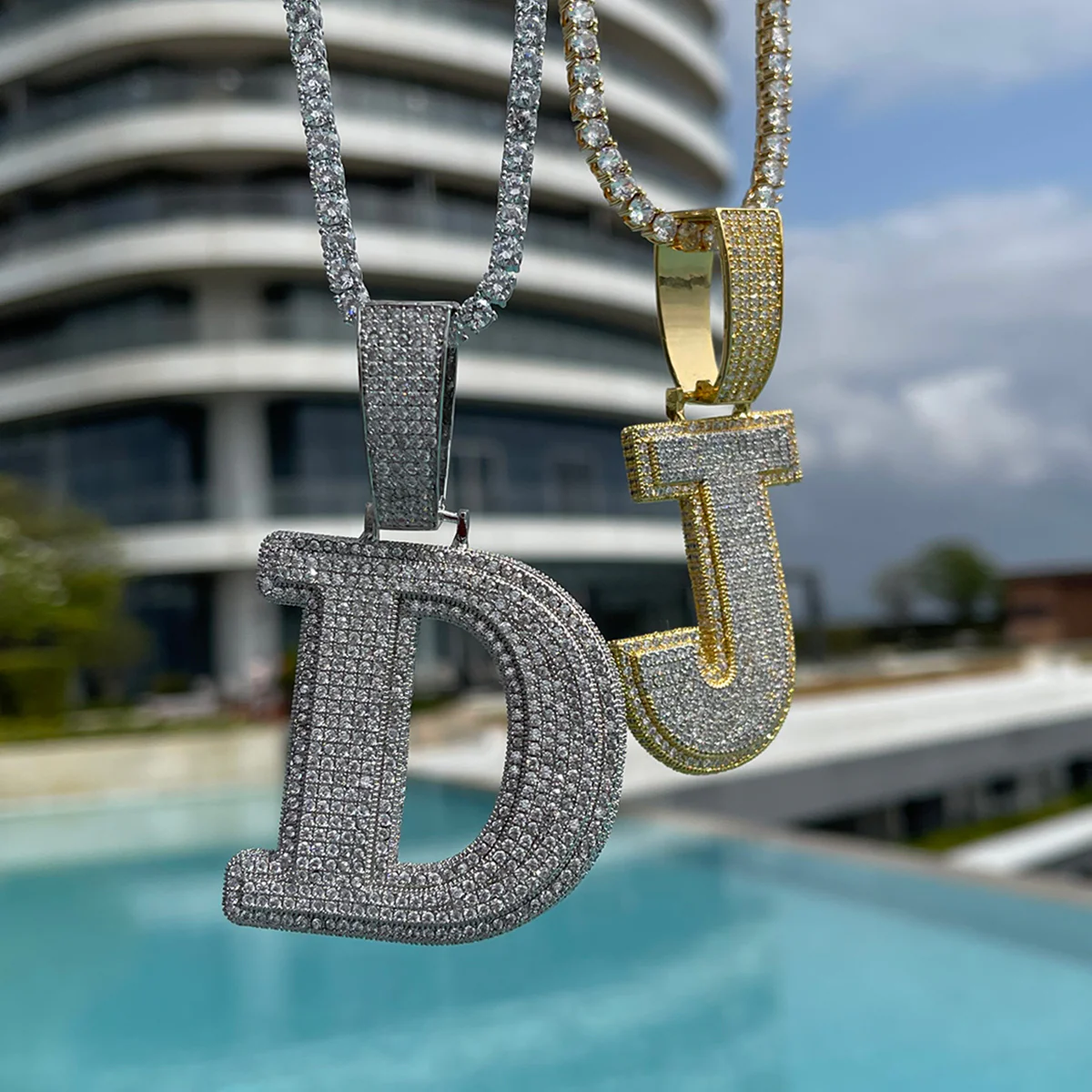 Diamond Clarity Initial Iced Out Custom Name Necklace Pendant - Image 3