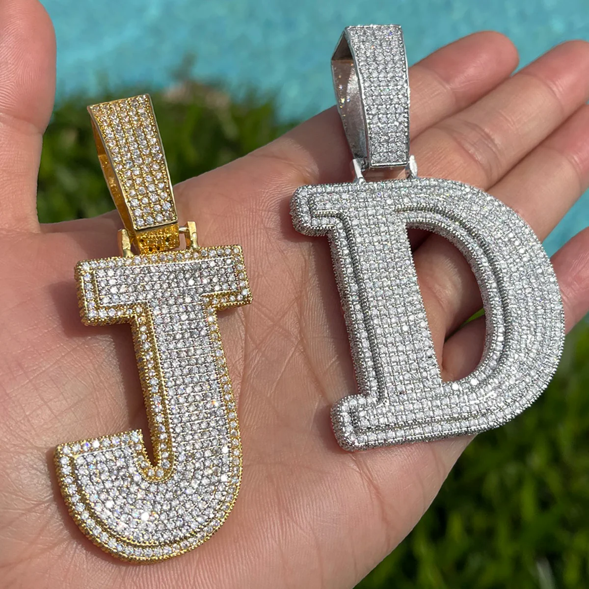 Diamond Clarity Initial Iced Out Custom Name Necklace Pendant - Image 4