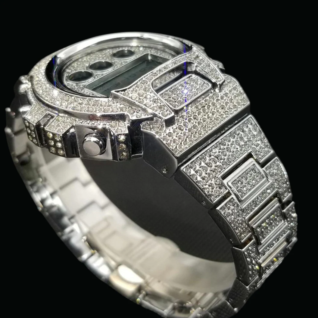 Digital Led Waterproof Chronograph Iced Out Diamond Watch - Image 5