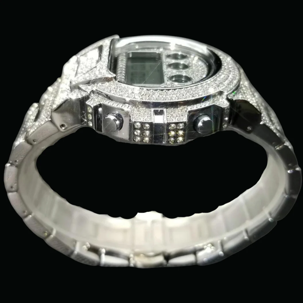 Digital Led Waterproof Chronograph Iced Out Diamond Watch - Image 6