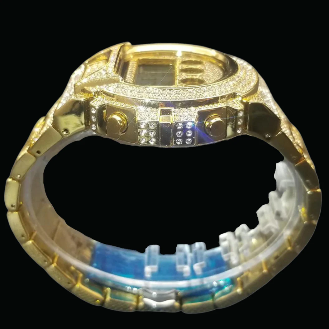 Digital Led Waterproof Chronograph Iced Out Diamond Watch - Image 7