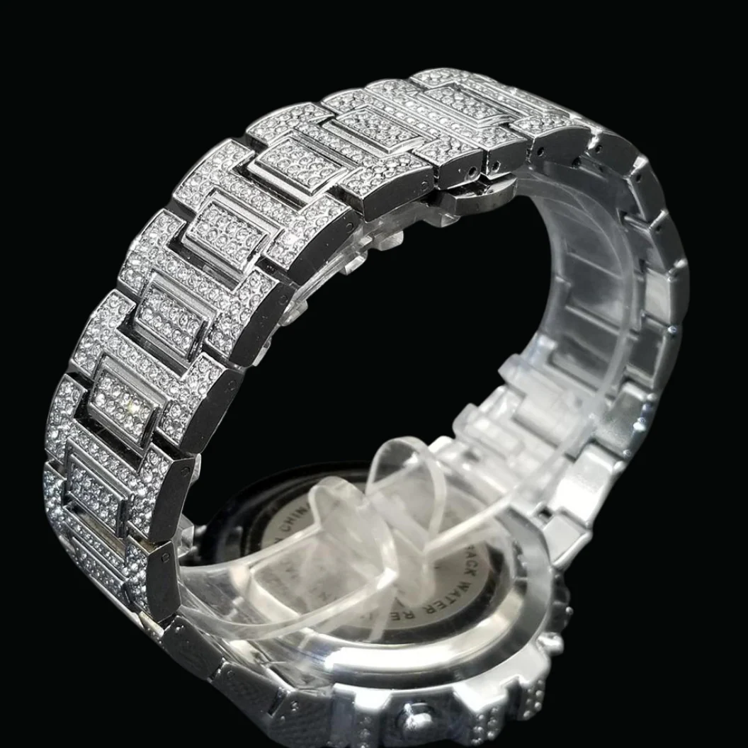Digital Led Waterproof Chronograph Iced Out Diamond Watch - Image 9