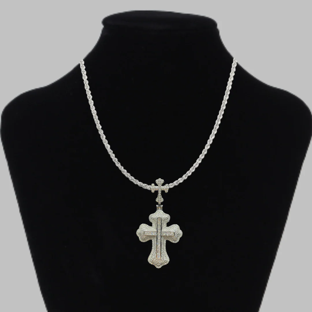 Double Cross Diamond Edition Iced Out Diamond Pendant Necklace - Image 2