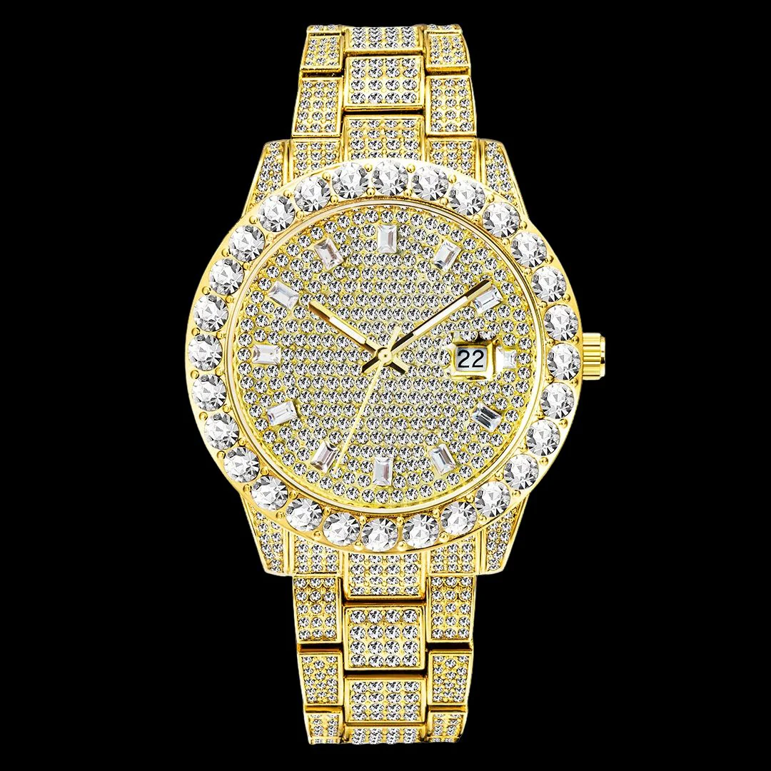 Double Diamond Baguette Numerals Iced Out Diamond Watch - Image 2