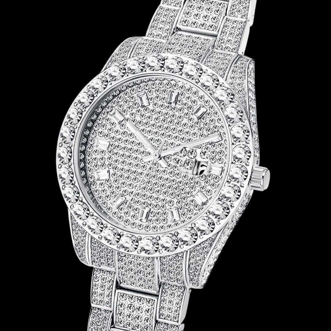 Double Diamond Baguette Numerals Iced Out Diamond Watch - Image 3