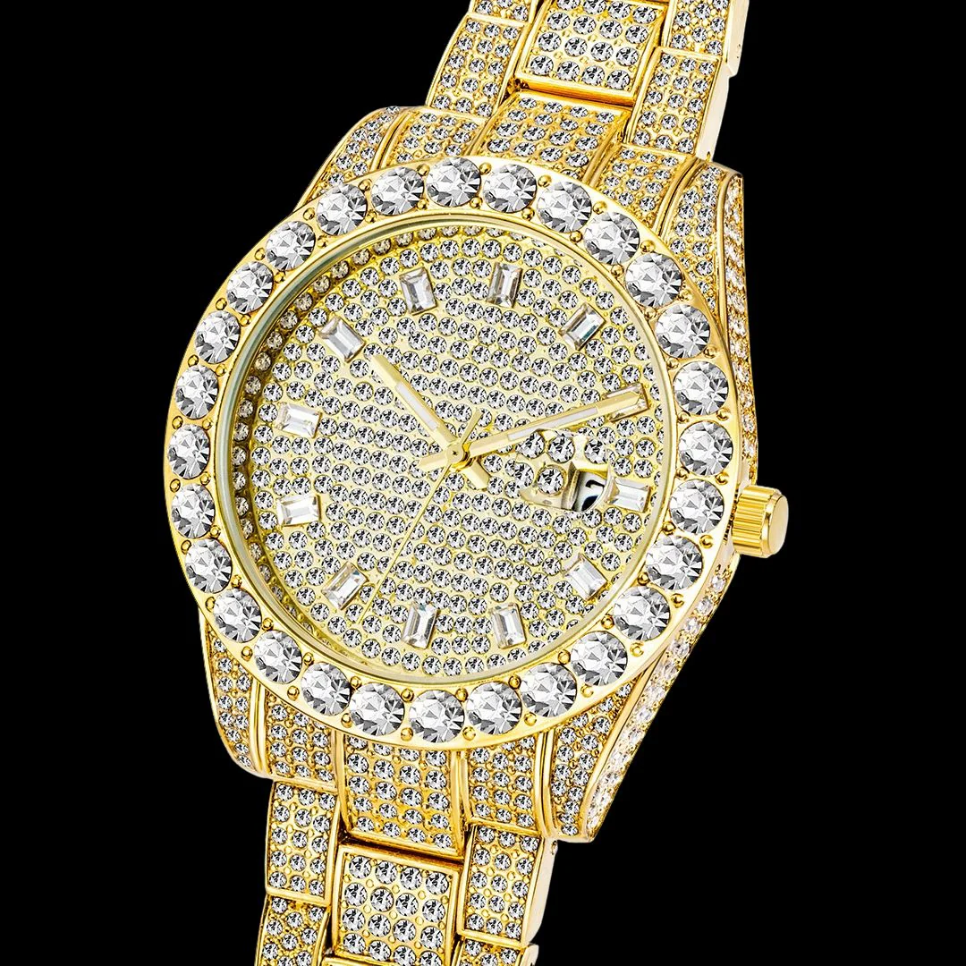 Double Diamond Baguette Numerals Iced Out Diamond Watch - Image 4