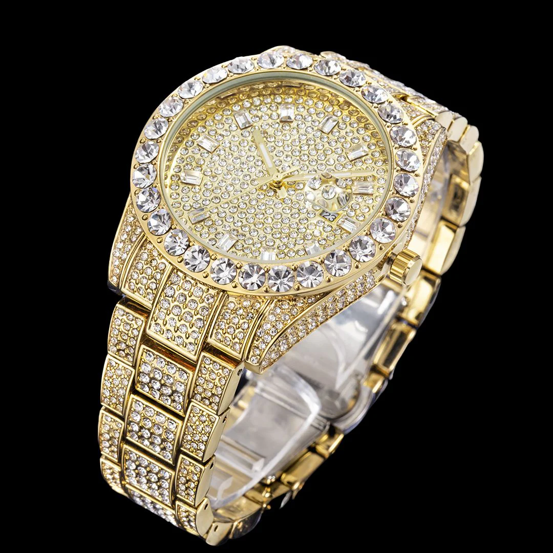 Double Diamond Baguette Numerals Iced Out Diamond Watch - Image 5