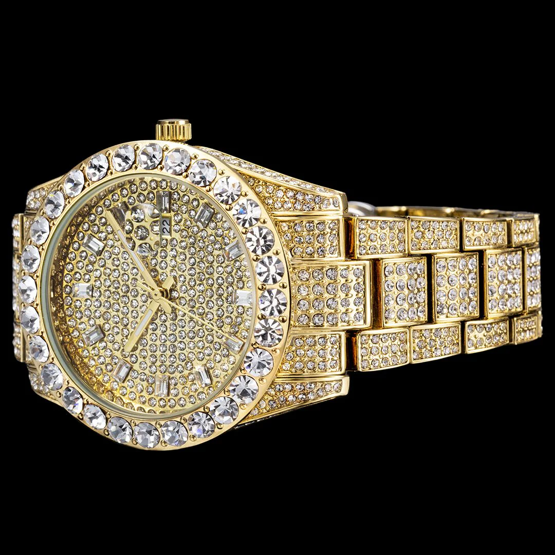 Double Diamond Baguette Numerals Iced Out Diamond Watch - Image 6