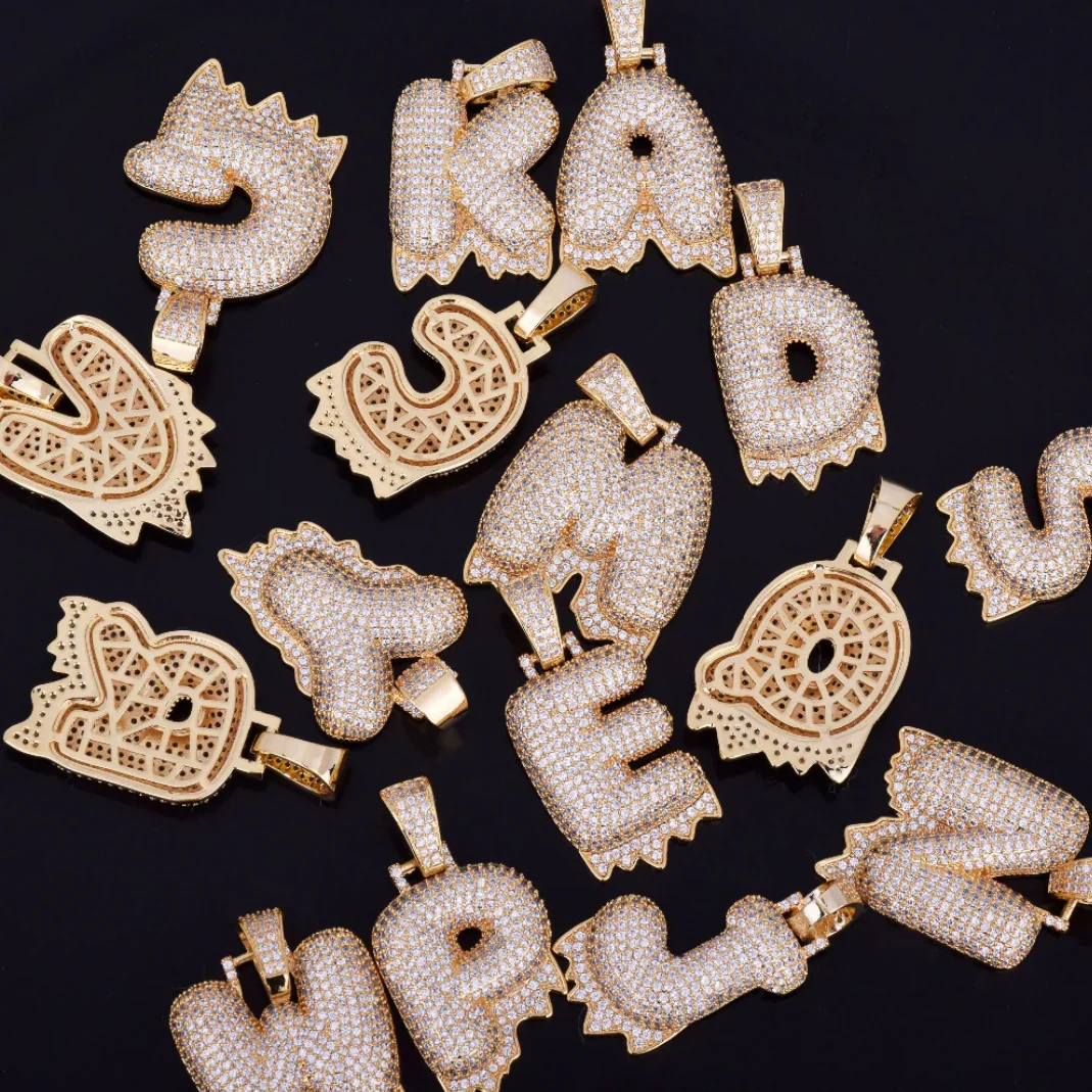 Drippy Letters Iced Out Personalized Custom Name Necklace Pendant - Image 5