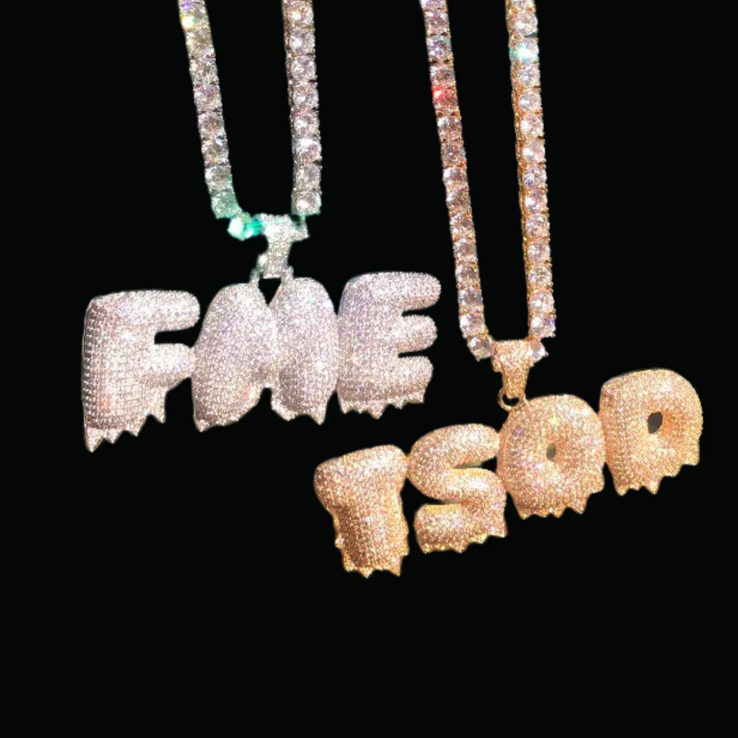 Drippy Letters Iced Out Personalized Custom Name Necklace Pendant - Image 6