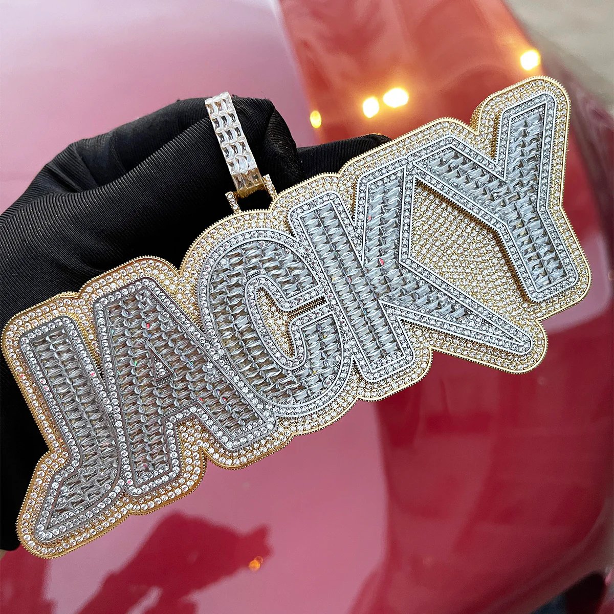 Duo Color Two Layers Iced Out Personalized Custom Name Necklace Pendant - Image 11
