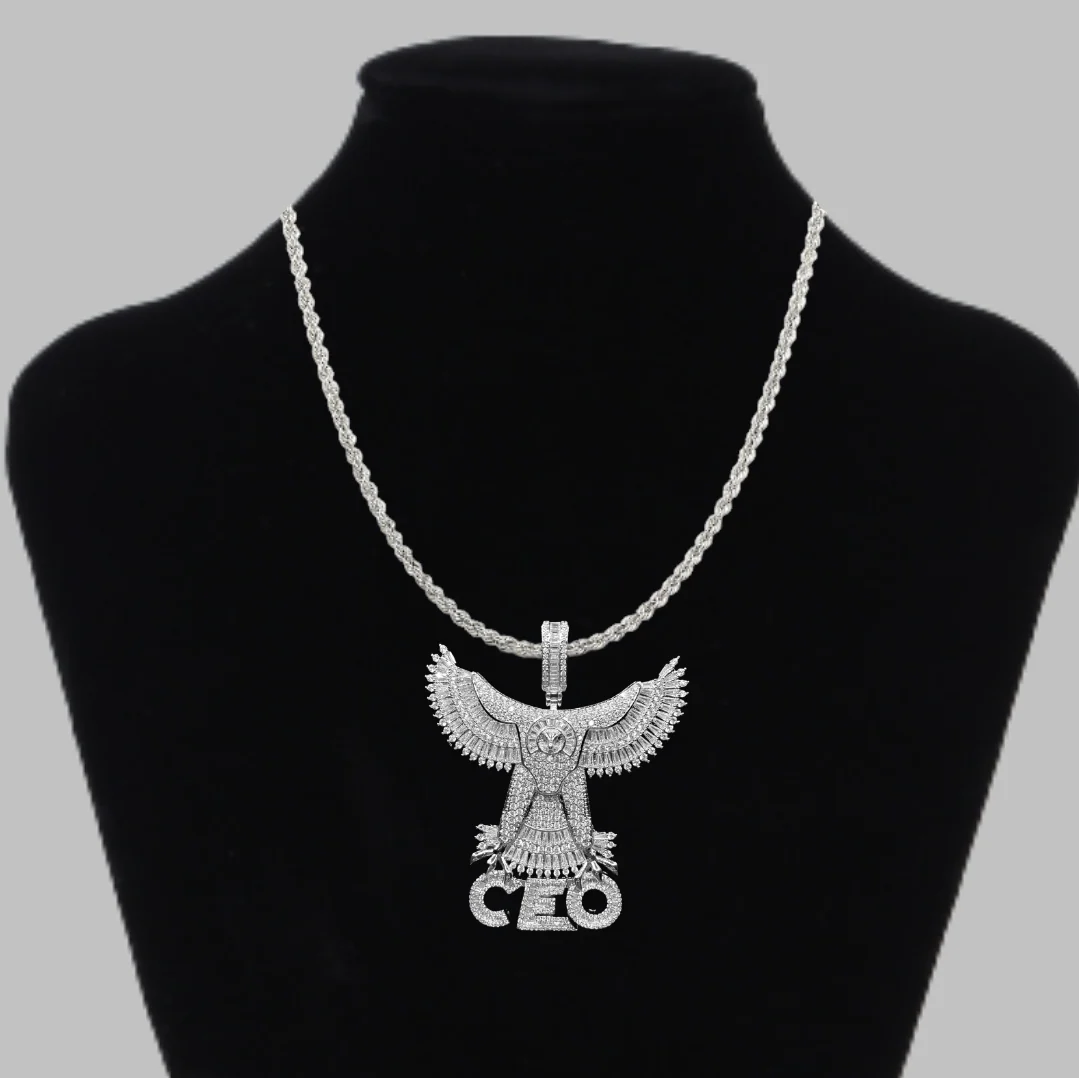 Eagle CEO Iced Out Letter Diamond Pendant Necklace - Image 2