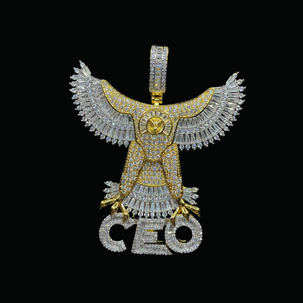 Eagle CEO Iced Out Letter Diamond Pendant Necklace - Image 3