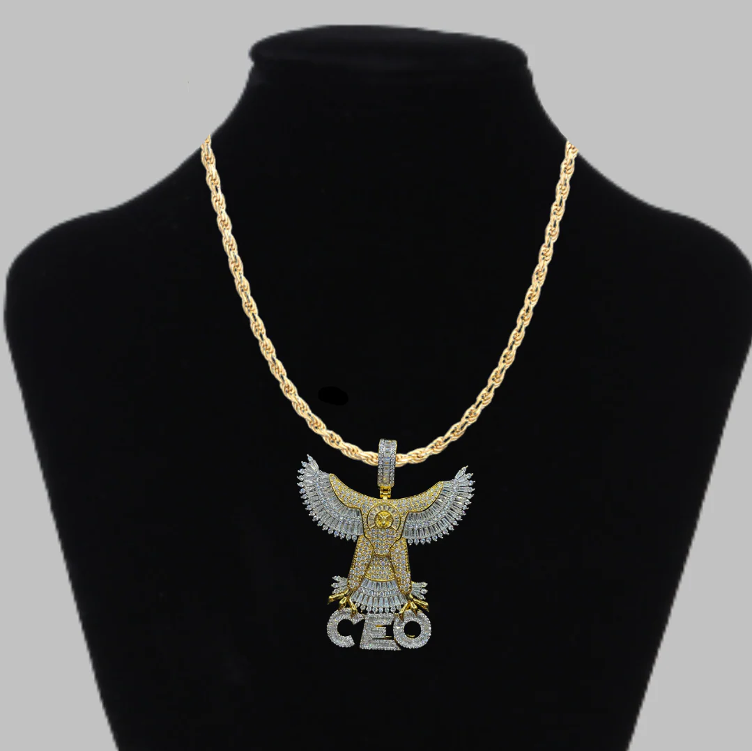 Eagle CEO Iced Out Letter Diamond Pendant Necklace - Image 4