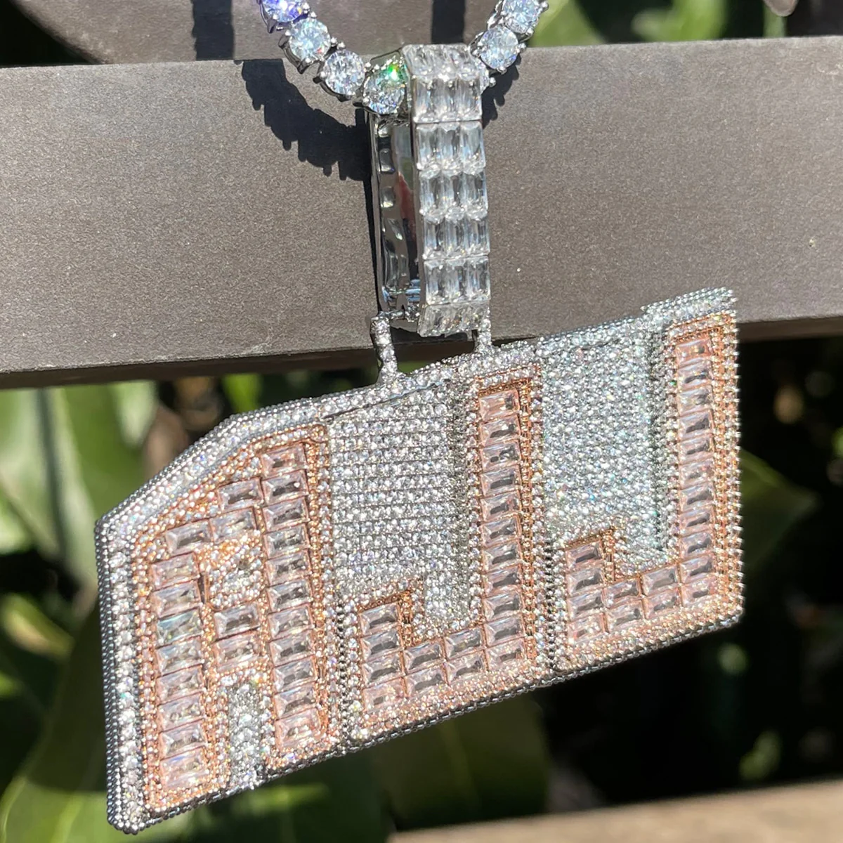 Emerald Cut Baguette Edition Iced Out Personalized Custom Name Necklace Pendant - Image 4