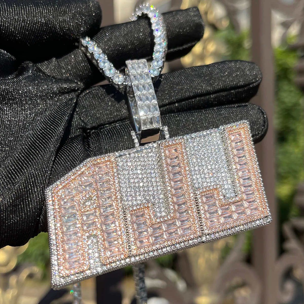 Emerald Cut Baguette Edition Iced Out Personalized Custom Name Necklace Pendant - Image 9