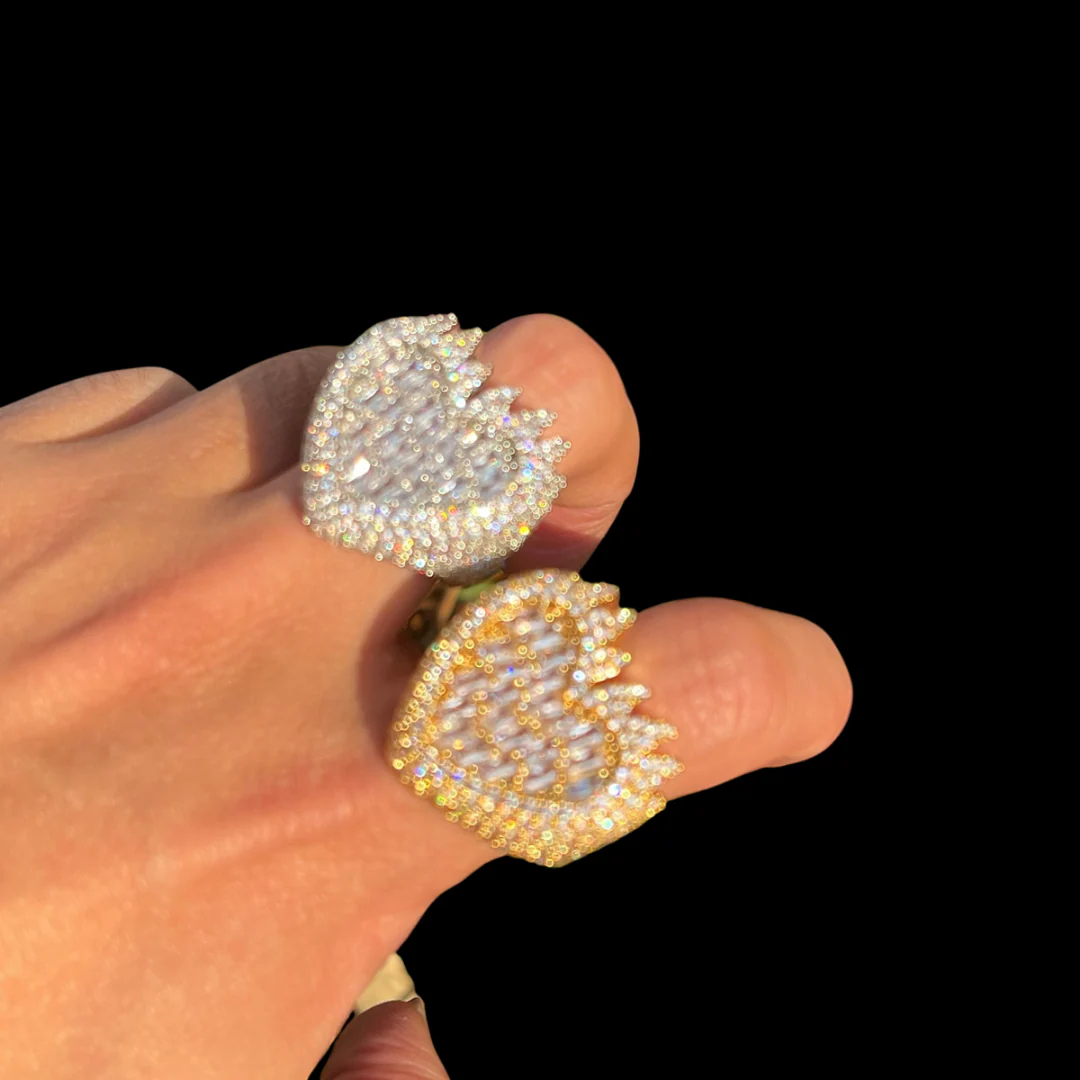 Flamy Heart Iced Out Diamond Ring - Image 6