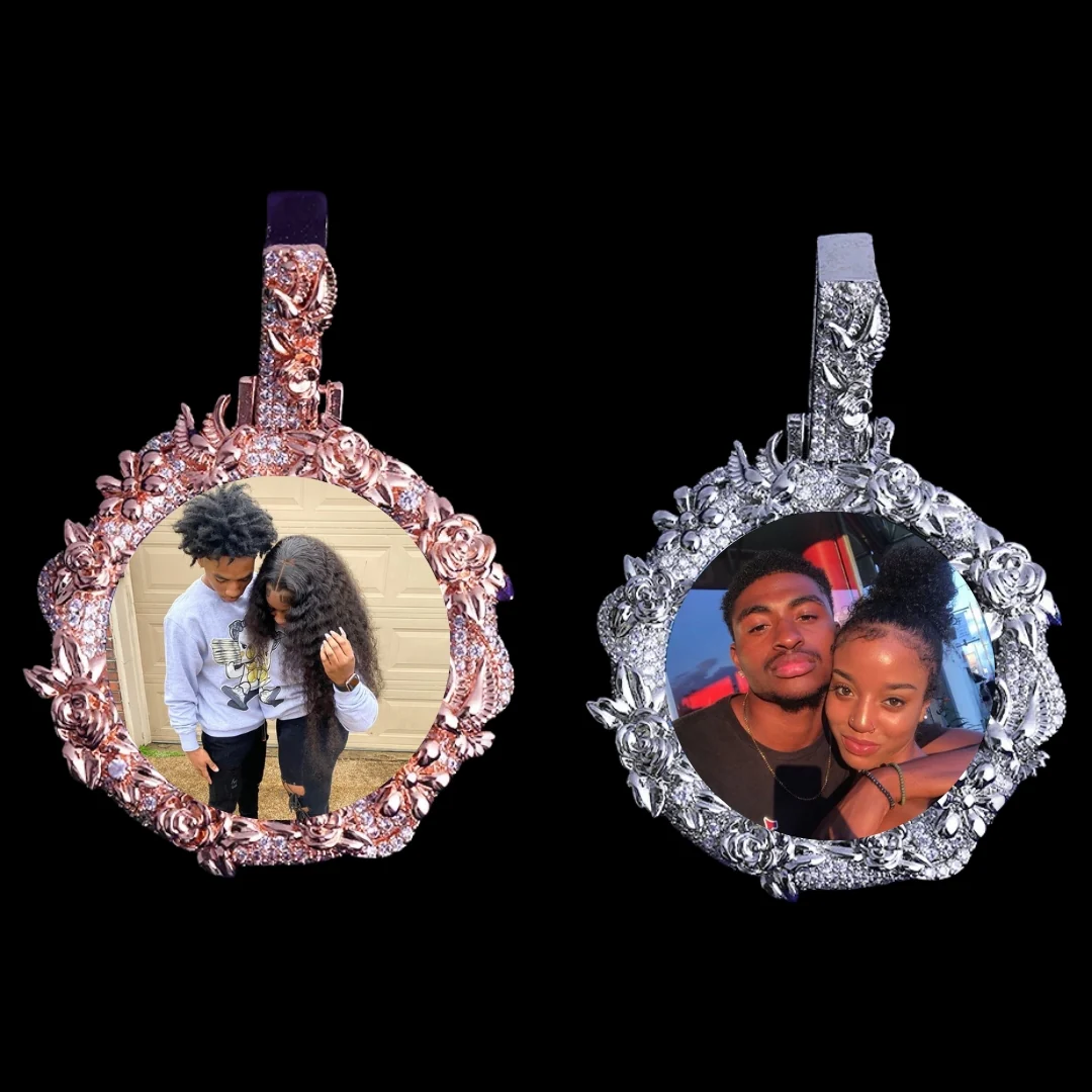 NEW | Floral Frame Custom Photo Picture Pendant Necklace - Image 2