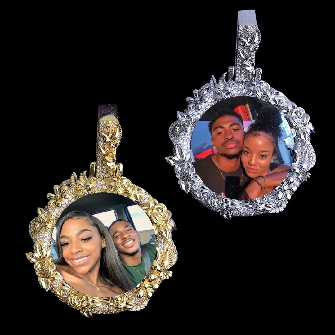 NEW | Floral Frame Custom Photo Picture Pendant Necklace - Image 3