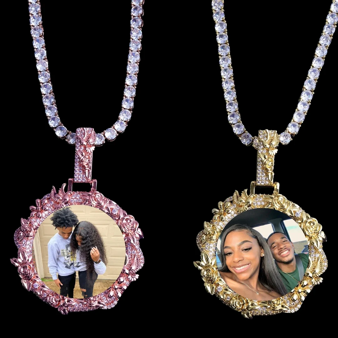 NEW | Floral Frame Custom Photo Picture Pendant Necklace - Image 5