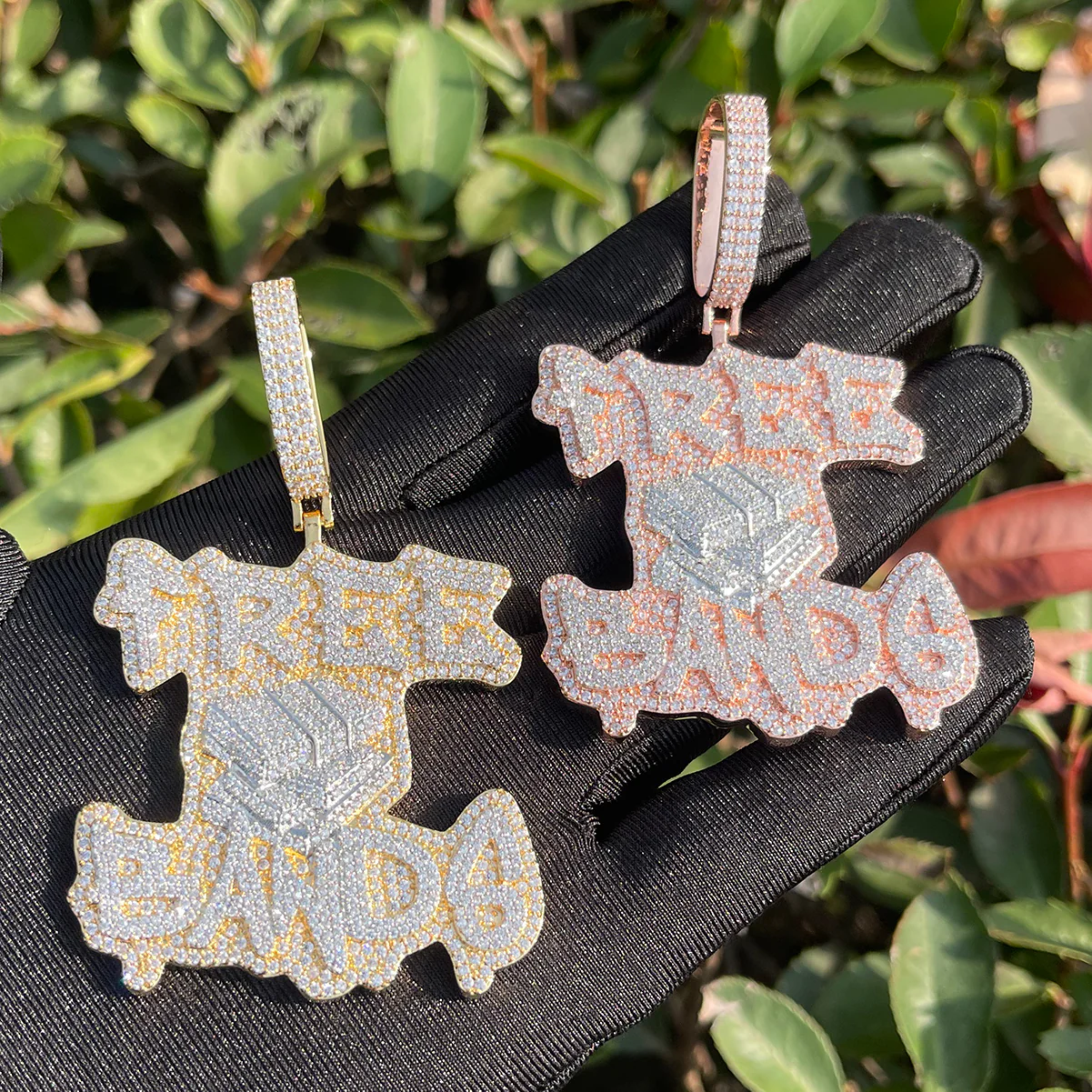 Free Bands Iced Out Letter Diamond Pendant Necklace - Image 3