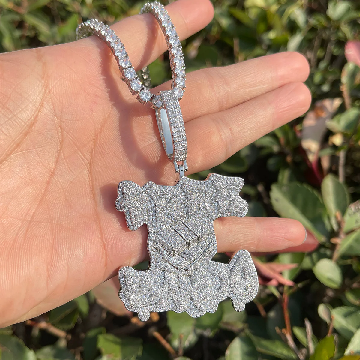Free Bands Iced Out Letter Diamond Pendant Necklace - Image 4