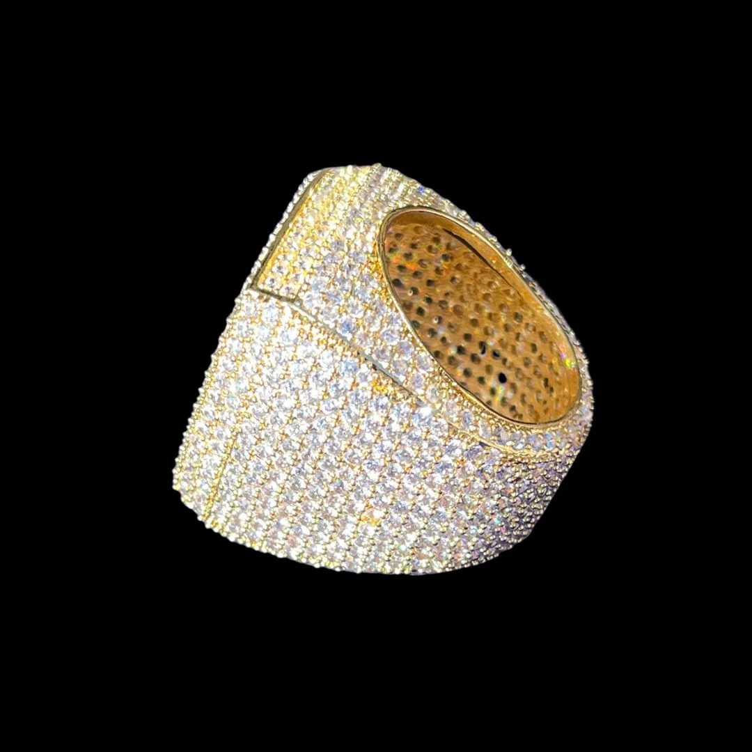 Fully Iced Out Prong Setting Cushion Iced Out Diamond Ring - Image 2