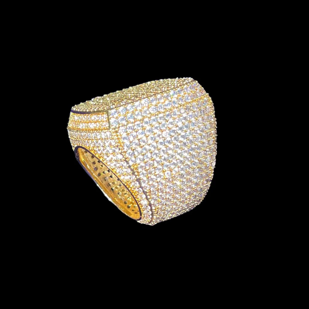Fully Iced Out Prong Setting Cushion Iced Out Diamond Ring - Image 3