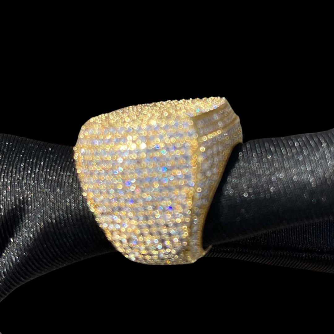 Fully Iced Out Prong Setting Cushion Iced Out Diamond Ring - Image 5