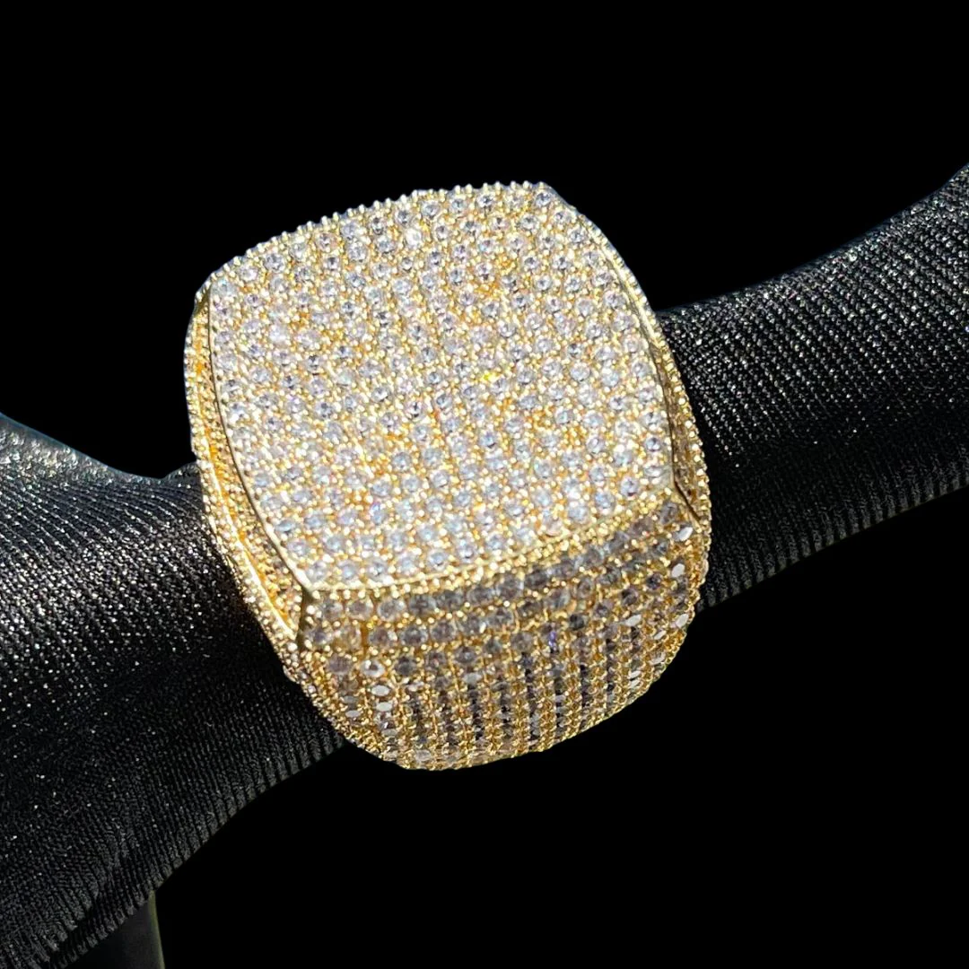 Fully Iced Out Prong Setting Cushion Iced Out Diamond Ring - Image 6