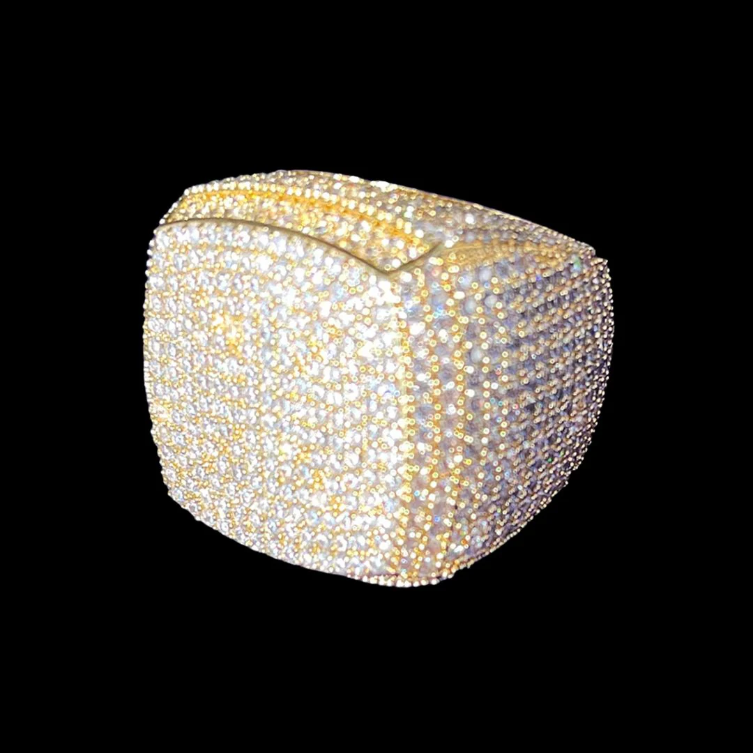 Fully Iced Out Prong Setting Cushion Iced Out Diamond Ring - Image 7