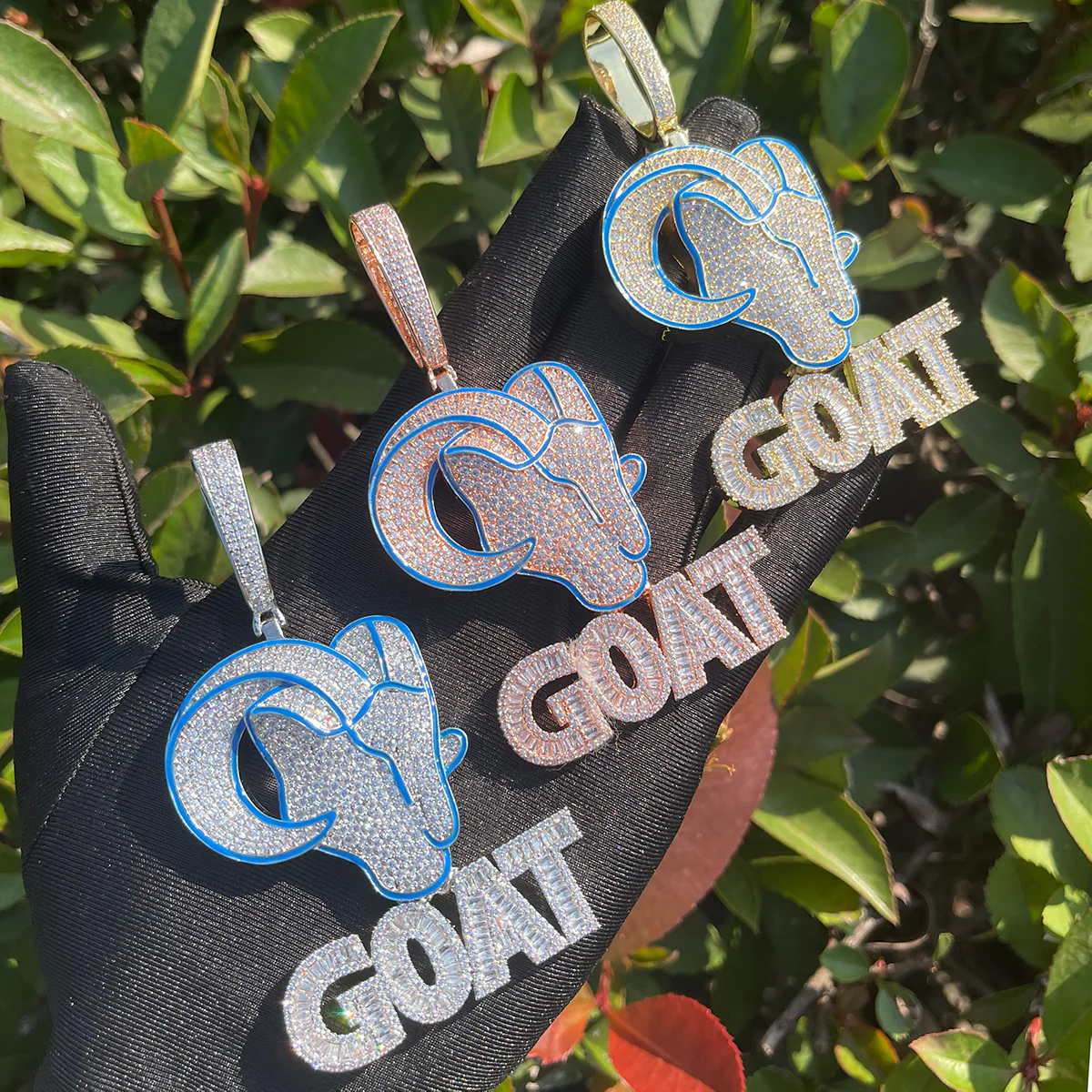 Goat Iced Out Diamond Pendant Necklace - Image 2