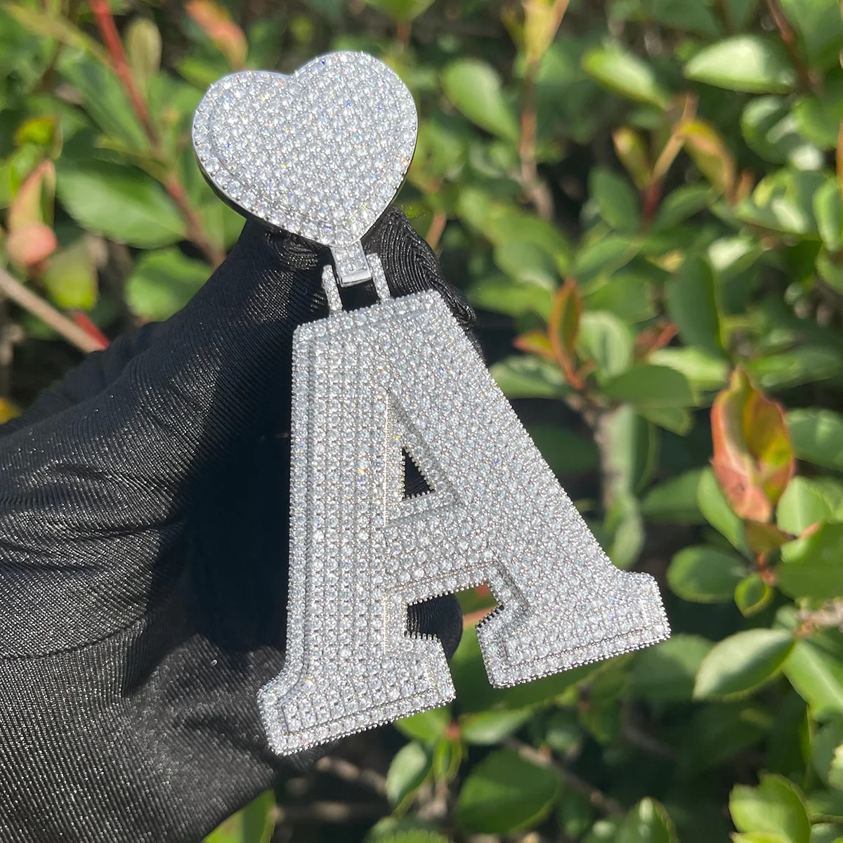 Heart Bail Luxury Drip Font Iced Out Initial Custom Name Necklace Pendant - Image 2