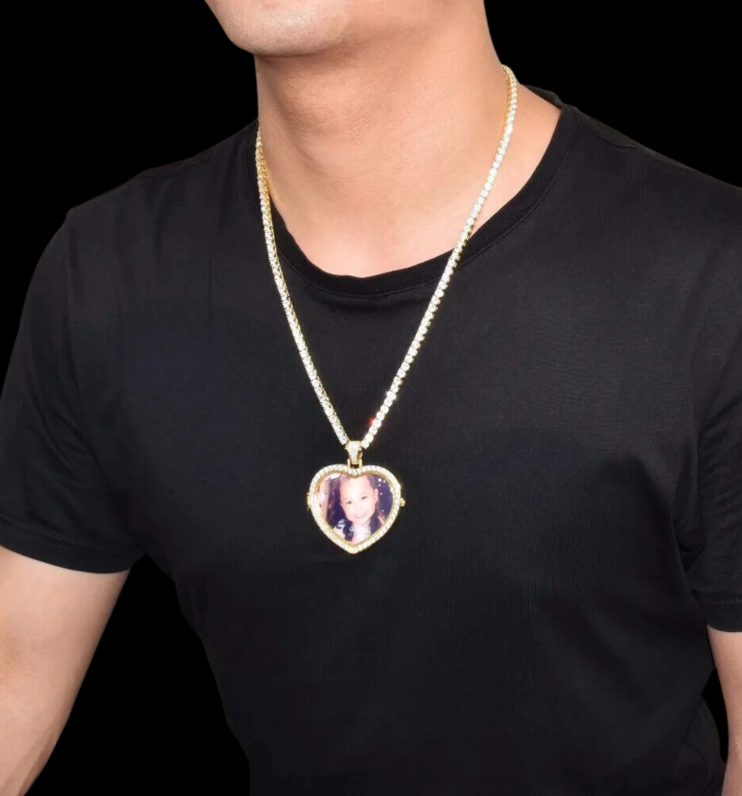 Openable Heart Tennis Custom Photo Picture Pendant Necklace - Image 4